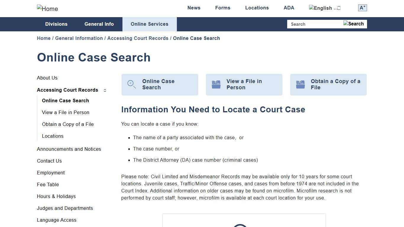 Online Case Search | Superior Court of California - County of San Diego